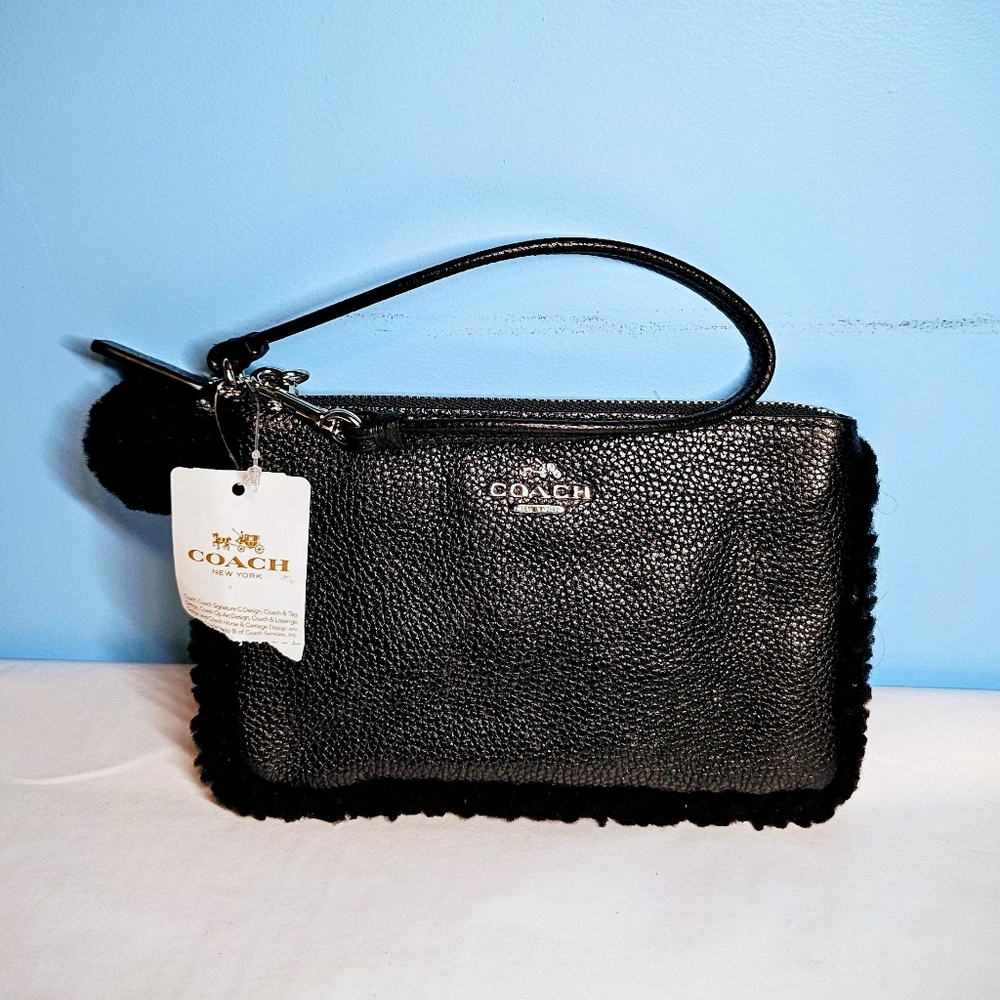 Coach Nolita Shearling Trim Wristlet - Picture 5 of 11